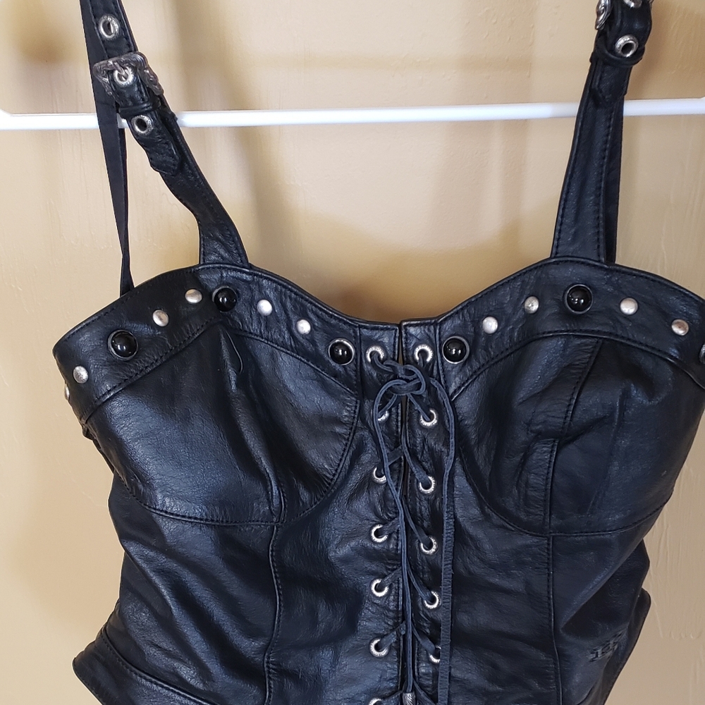 Harley Davidson leather halter top